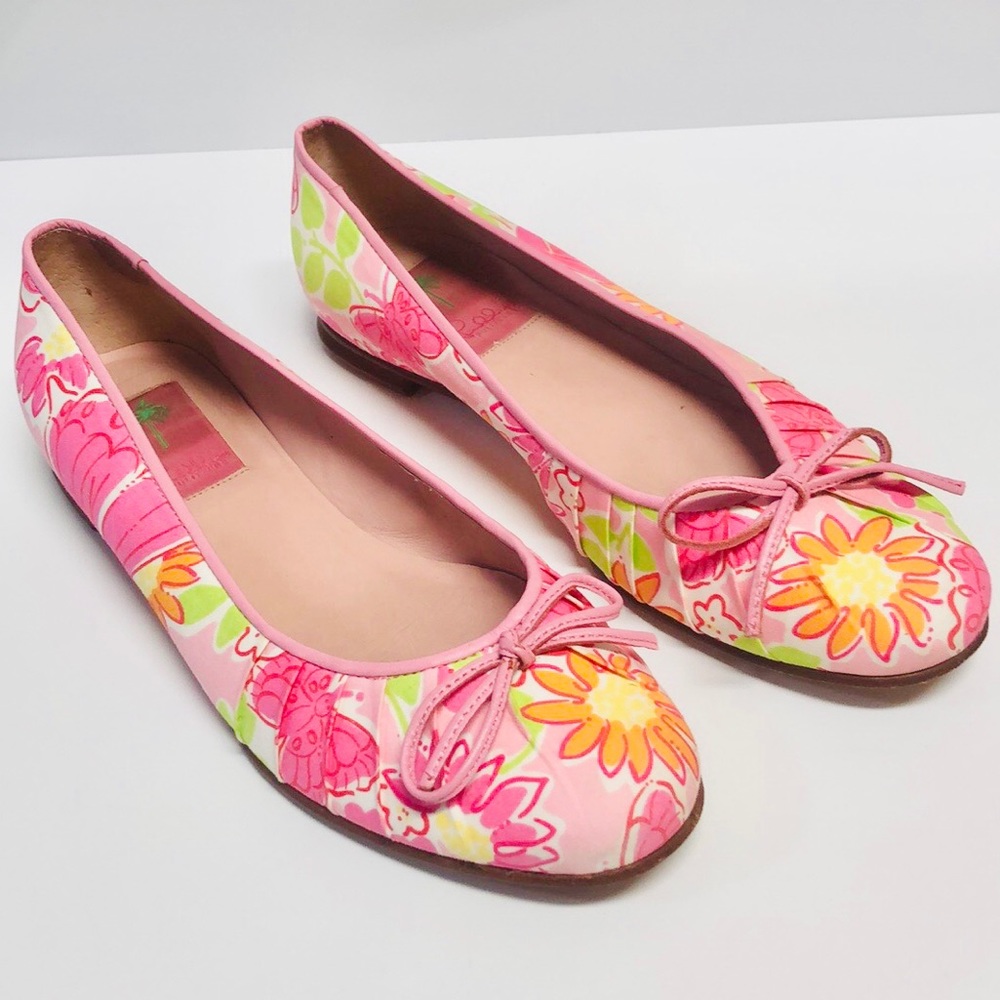 Lily Pulitzer Pink Floral Ballet Flats (8 1/2)